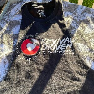 Men’s C/Port and company muscle t-shirt. Revival Driven print in front